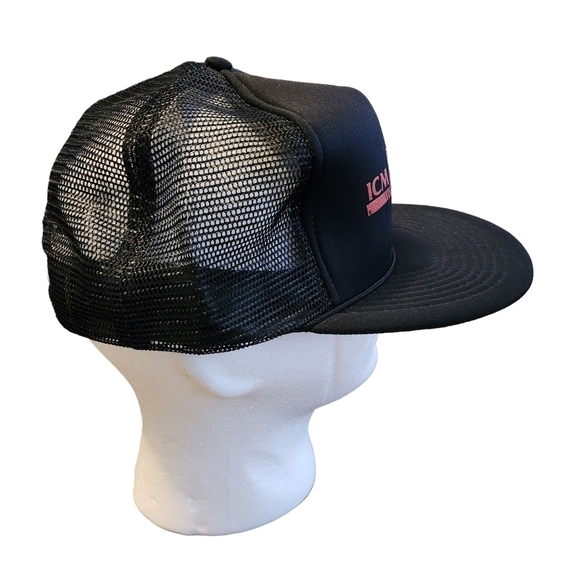 Vtg Snapback Trucker Hat With Mesh Back ICM Krebsoge Black Hat Speedway Cap OSFA - Picture 6 of 12